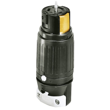Bryant Locking Connector, Non-NEMA, 50 A, 125/250V AC, Three Phase, 3 Pole, Screw Terminals, Black CS6364